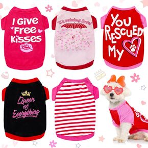 Weewooday 5 Pieces Dog Shirt for Small Dogs Shirts Female Puppy Clothes for Chihuahua Yorkies Bulldog Breathable T Shirt Vest(Small)