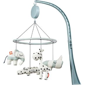Done by Deer Musical Mirror Mobile Sleepy Blue - هاتف محمول مزود بمرآة عائمة وتهويدة وأصدقاء غزال لطيفين للتطوير المبكر. من السهل تركيبها على أسرة الأطفال أو المهود أو أقلام اللعب