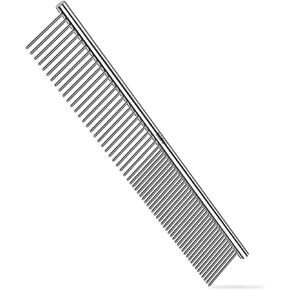 ROPO Dog Comb for Removing Matted Fur - Pet Dematting Comb with Rounded Teeth and Non-Slip Grip Handle - Prevents Knots and Mats for Long and Short Haired Pets (Round handle, Colour) in Kuwait