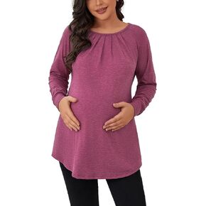 قمصان حمل نسائية من GINKANA بأكمام طويلة قمصان حمل ذات ثنيات أمامية راجلان فضفاضة تي شيرت للنساء الحوامل in Kuwait