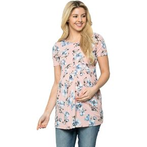 My Bump Women's Maternity Front Pleat Short Sleeve Casual Top(Made in USA)