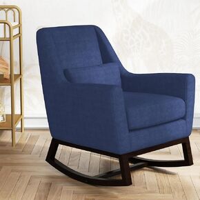 Little Seeds Sophie Mid-Century Rocker with Lumbar Pillow, Navy Blue Linen in Kuwait