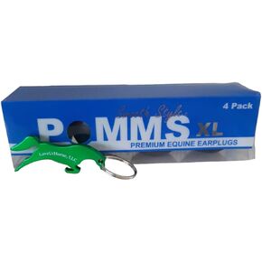 Pomms XL Horse Ear Plugs - 1 Pack Smooth Style Extra Large Black Ear Plugs for Showing, Training and Competitions with a Horse Shaped Bottle Opener Keychain in Saudi Arabia