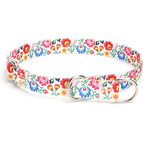Martingale Dog Collar - No Pull Training Collar with Flower Multicolor Cute Patterns - Premium No Slip Collar with Slidable Stop Ring - Suitable for Small, Medium, Large Dogs (S, Hornflower)
