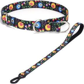 Martingale Dog Collar - No Pull Training Collar with Flower Multicolor Cute Patterns - Premium No Slip Collar with Slidable Stop Ring - Suitable for Small, Medium, Large Dogs (S, Hornflower) in Kuwait