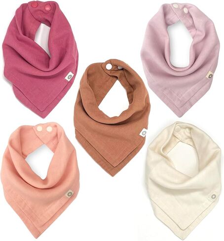 Indi Organic Baby Bandana Bibs – Fairtrade 4-Way Reversible Drool Bibs 5PK in Saudi Arabia