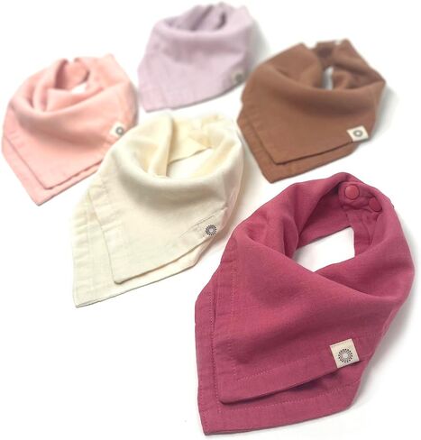 Indi Organic Baby Bandana Bibs – Fairtrade 4-Way Reversible Drool Bibs 5PK in Saudi Arabia