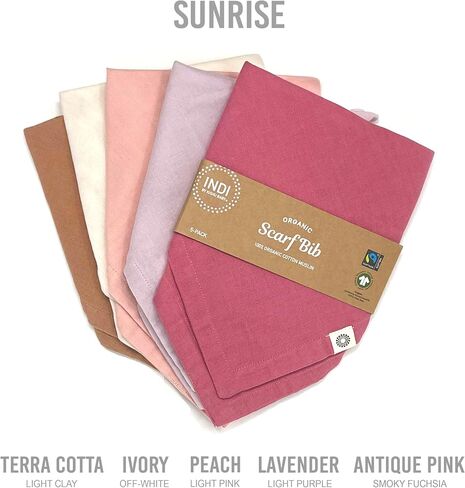 Indi Organic Baby Bandana Bibs – Fairtrade 4-Way Reversible Drool Bibs 5PK in Saudi Arabia