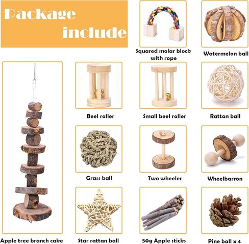 في سي زون 15 قطعة من العاب الخنزير الغيني والهامستر والشنشيلة، العاب مضغ للارانب والجربيل والجربيل الخشبي، دمبل تمرين، كرات مرحة للحيوانات الاليفة، لعبة لعب للحيوانات الاليفة الصغيرة (15 قطعة) in Kuwait