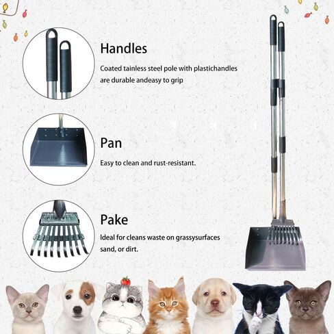 windhunt Pooper Scooper for Large,Medium,Small Dogs,Detachable Long Handle Tray and Rake,Rust Proof Stainless Metal Dog Pooper Scooper for Pet Waste Removal. in Kuwait