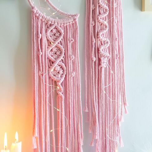 Star Moon Pink Decor Home Decor Boho Dream Catcher Girls Bedroom Decor Wall Decor, Gifts for Teenager Girls Friends Gifts, Gifts for Women Pink Gifts in Kuwait