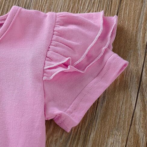 Toddler Baby Girl Ruffled Fly Sleeve Cow Top Shirts + Leopard Suspender Skirts Overall Dress Clothes in Saudi Arabia