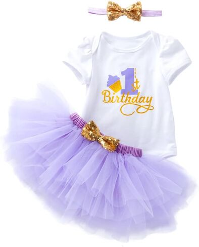 Zusnxaxe طفل الفتيات الصيف سنة واحدة ملابس الرضع كشكش عيد ميلاد توتو فستان السراويل التنانير عقال مجموعات صور الدعائم in Kuwait