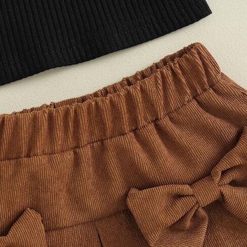 Lucikamy Toddler Baby Girl Outfits Fall Winter Clothes Turtleneck Long Sleeve Knit T-Shirt Tops + Plaid Mini Skirts Set in Kuwait