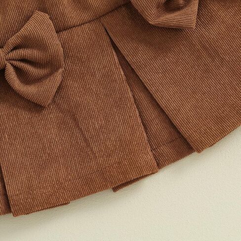 Lucikamy Toddler Baby Girl Outfits Fall Winter Clothes Turtleneck Long Sleeve Knit T-Shirt Tops + Plaid Mini Skirts Set in Kuwait