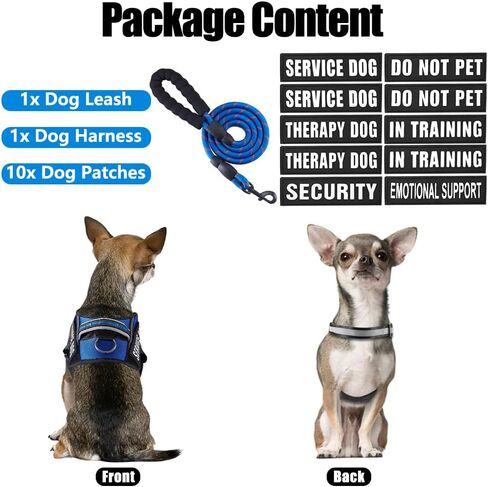 Service Dog Vest Harness and Leash Set, Animire in Training Dog Harness with 10 Dog Patches, Reflective Dog Leash with Soft Padded Handle for Small, Medium, Large, and Extra-Large Dogs (RED,S) in Kuwait