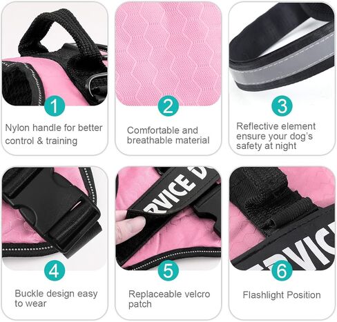 MUMUPET Service Dog Harness, No Pull Easy On and Off Pet Vest Harness, 3M Reflective Breathable & Easy Adjust Pet Halters with Nylon Handle - No More Tugging or Choking for Small Medium Large Dogs in Kuwait