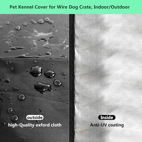غطاء قفص الكلاب من RoamRider، غطاء بيت الكلب من البوليستر، غطاء بيت الحيوانات الأليفة المقاوم للماء يناسب معظم صناديق الكلاب مقاس 48 بوصة للأماكن الداخلية والخارجية (الغطاء فقط) in Kuwait
