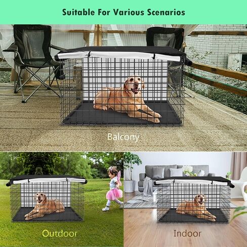 غطاء قفص الكلاب من RoamRider، غطاء بيت الكلب من البوليستر، غطاء بيت الحيوانات الأليفة المقاوم للماء يناسب معظم صناديق الكلاب مقاس 48 بوصة للأماكن الداخلية والخارجية (الغطاء فقط) in Kuwait