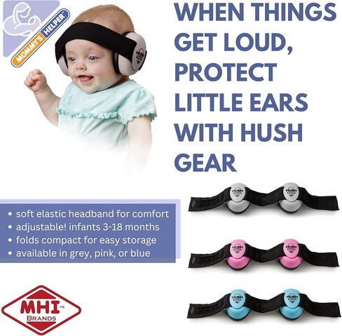 سماعات الرأس Mommy's Helper Hush Gear المانعة للضوضاء لحماية الأذن للرضع، رمادية in Kuwait