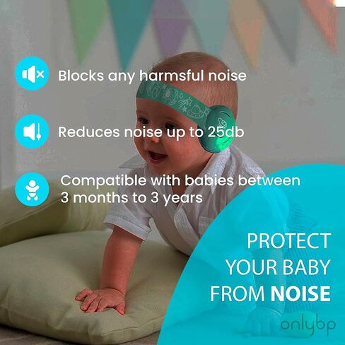 OnlyBP Baby Ear Muffs for Ear Protection - Comfortable Noise Cancelling Headphones for Kids to Sleep and Travel - Includes extra Elastic Headband and Sleep Mask in Kuwait