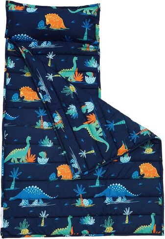 david's kids Portable Toddler Nap Mat with Removable Pillow, 55" x 23" Roll-Up Sleeping Mat for Preschool, Daycare, Travel and Sleepovers, Soft Kids Nap Mat for Boys and Girls in Saudi Arabia