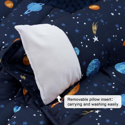PHF Toddler Nap Mat with Removable Pillow and Minky Blanket, Rollup Design Kids Sleeping Mat, Slumber Bags for Boys, 55"x23" Toddler Sleeping Bag for Daycare Preschool Travel Camping, Space in Saudi Arabia