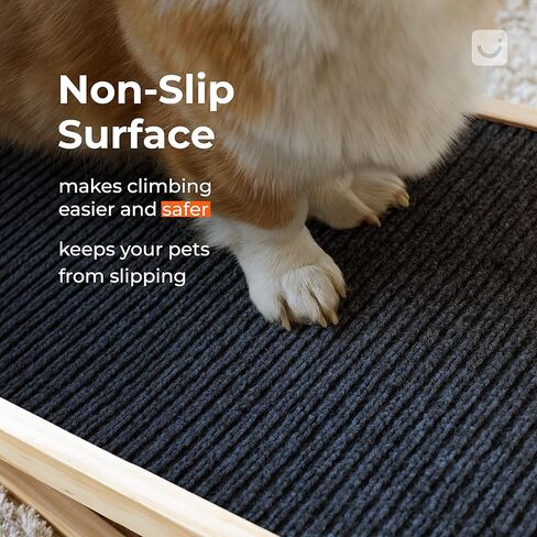 منحدر كلاب قابل للتعديل لسرير الكلاب الصغيرة - 4 مستويات ارتفاع من 13.2 انش الى 22 انش - منحدر خشبي قابل للطي للحيوانات الاليفة - مناسب للكلاب والقطط القديمة - منحدر للحيوانات الاليفة للسيارة والسرير in Kuwait