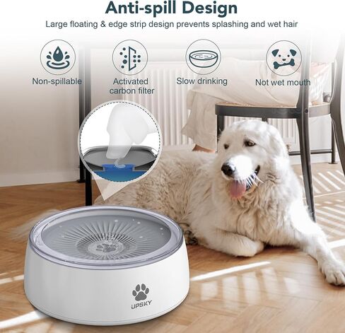 UPSKY 3L الكلب وعاء الماء 101oz كبير لا تسرب وعاء الكلب مع حصيرة التغذية البطيئة، سبلاش والدليل على موزع المياه الحيوانات الأليفة مع المرشحات، وعاء الشرب البطيء مركبة محمولة السفر وعاء الماء للكلاب والقطط in Kuwait