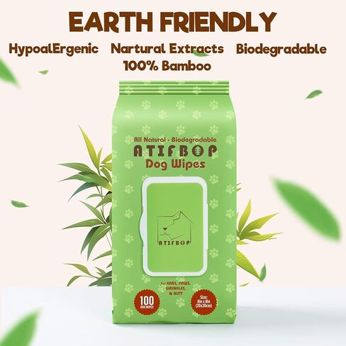 ATIFBOP Dog Wipes for Paws and Bum, Plant Based Pet Grooming Wipes Natural and Gentle, 400 Wipes for Cleaning & Grooming Fragance-Free in Saudi Arabia