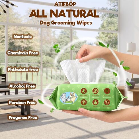 ATIFBOP Dog Wipes for Paws and Bum, Plant Based Pet Grooming Wipes Natural and Gentle, 400 Wipes for Cleaning & Grooming Fragance-Free in Saudi Arabia