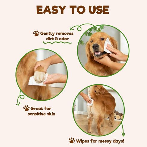 ATIFBOP Dog Wipes for Paws and Bum, Plant Based Pet Grooming Wipes Natural and Gentle, 400 Wipes for Cleaning & Grooming Fragance-Free in Saudi Arabia