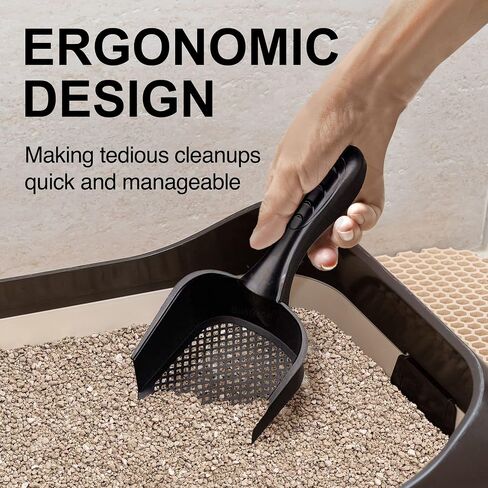 SunGrow Litter Scoop for Rabbits, Black 12" x 5" x 2" Plastic Shovel, Deep Scatterproof Sides, Pointed Edge for Reaching Corners, Ergonomic Handle, Boosts Optimal Pet Well-Being, 1-pc in Saudi Arabia