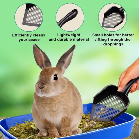 SunGrow Litter Scoop for Rabbits, Black 12" x 5" x 2" Plastic Shovel, Deep Scatterproof Sides, Pointed Edge for Reaching Corners, Ergonomic Handle, Boosts Optimal Pet Well-Being, 1-pc in Saudi Arabia