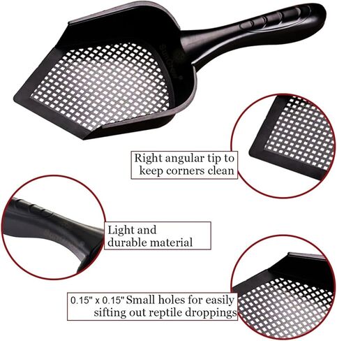 SunGrow Litter Scoop for Rabbits, Black 12" x 5" x 2" Plastic Shovel, Deep Scatterproof Sides, Pointed Edge for Reaching Corners, Ergonomic Handle, Boosts Optimal Pet Well-Being, 1-pc in Saudi Arabia