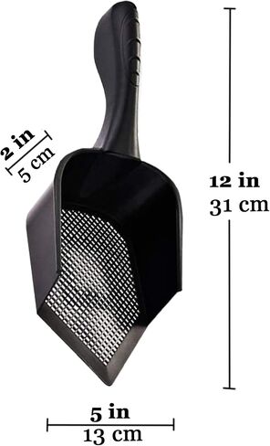SunGrow Litter Scoop for Rabbits, Black 12" x 5" x 2" Plastic Shovel, Deep Scatterproof Sides, Pointed Edge for Reaching Corners, Ergonomic Handle, Boosts Optimal Pet Well-Being, 1-pc in Saudi Arabia