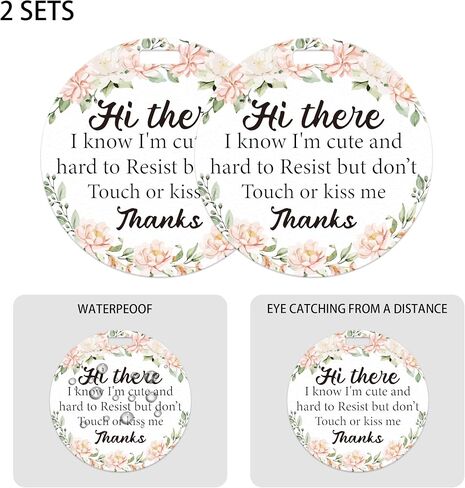 PLIGREAT 2 Pack Please Don't Touch or Kiss Baby Sign Baby Shower Gifts Stop Touching Baby Sign Hang Tags for Newborn Baby Girls Boys Preemies Stroller Baby Carrier Car Seat No Touching Baby Signage in Saudi Arabia
