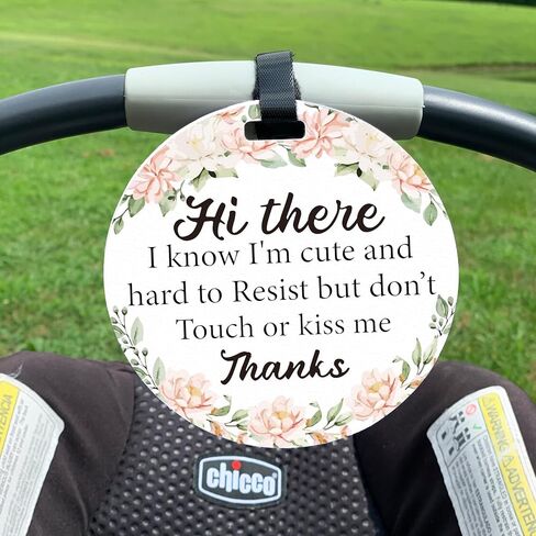 PLIGREAT 2 Pack Please Don't Touch or Kiss Baby Sign Baby Shower Gifts Stop Touching Baby Sign Hang Tags for Newborn Baby Girls Boys Preemies Stroller Baby Carrier Car Seat No Touching Baby Signage in Saudi Arabia