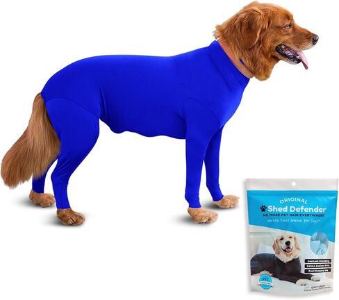 Shed Defender Original Dog Onesie - يظهر على خزان القرش، بدلة تساقط للكلاب، بدلة تعافي للتعقيم والخصي بعد الجراحة، قميص مهدئ للقلق، حماية من حساسية البقع الساخنة، معتمد من الطبيب البيطري in Kuwait