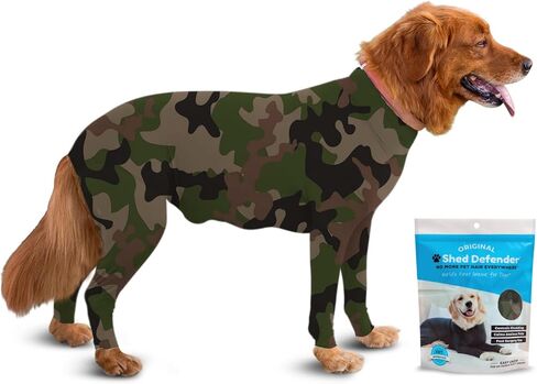 Shed Defender Original Dog Onesie - يظهر على خزان القرش، بدلة تساقط للكلاب، بدلة تعافي للتعقيم والخصي بعد الجراحة، قميص مهدئ للقلق، حماية من حساسية البقع الساخنة، معتمد من الطبيب البيطري in Kuwait