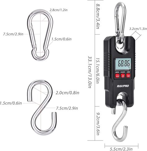 Hanging Scale 660Lb 300Kg, RISEPRO for Industrial, Farm, Hunting, Bow Draw Weight, Big Fish & Hoyer Lift with Accurate Sensor in Kuwait