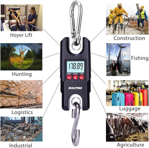 Hanging Scale 660Lb 300Kg, RISEPRO for Industrial, Farm, Hunting, Bow Draw Weight, Big Fish & Hoyer Lift with Accurate Sensor in Kuwait