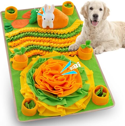 Meilzer Pet Snuffle Mat for Dogs Bunny Puzzle Toy Large Sniffing Mat with Squeaky Dog Interactive Toys Portable Indoor/Outdoor Feeding Mat for Foraging Skills & Encourages Nose-Work in Saudi Arabia