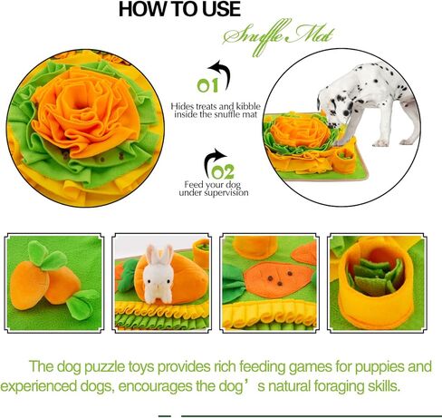 Meilzer Pet Snuffle Mat for Dogs Bunny Puzzle Toy Large Sniffing Mat with Squeaky Dog Interactive Toys Portable Indoor/Outdoor Feeding Mat for Foraging Skills & Encourages Nose-Work in Saudi Arabia