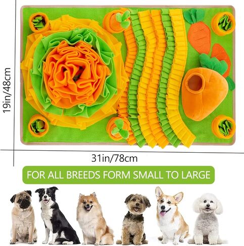 Meilzer Pet Snuffle Mat for Dogs Bunny Puzzle Toy Large Sniffing Mat with Squeaky Dog Interactive Toys Portable Indoor/Outdoor Feeding Mat for Foraging Skills & Encourages Nose-Work in Saudi Arabia