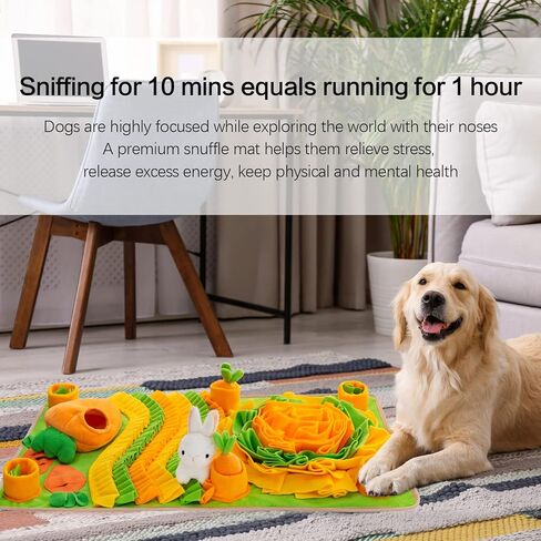 Meilzer Pet Snuffle Mat for Dogs Bunny Puzzle Toy Large Sniffing Mat with Squeaky Dog Interactive Toys Portable Indoor/Outdoor Feeding Mat for Foraging Skills & Encourages Nose-Work in Saudi Arabia
