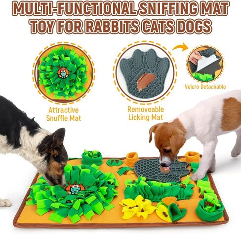 2-in-1 Suffle Mat & Licking Pad for Dogs Cat,Pet Snuffle Mat for Dogs Small Medium Large,Sniff Mat Nosework Feeding Mat,Dog Enrichment Toys,Interactive Lick Mat Puzzle Toys for Boredom and Stimulating in Kuwait