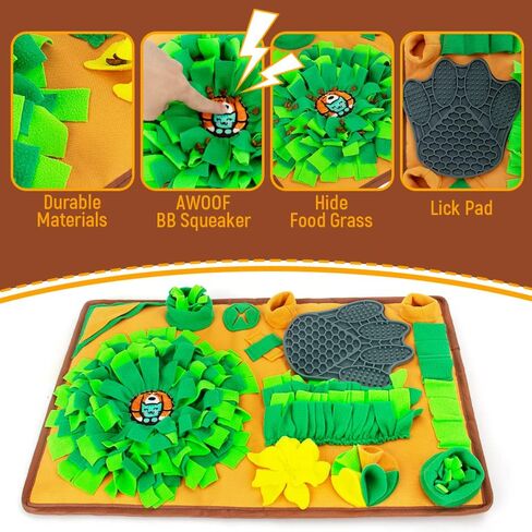 2-in-1 Suffle Mat & Licking Pad for Dogs Cat,Pet Snuffle Mat for Dogs Small Medium Large,Sniff Mat Nosework Feeding Mat,Dog Enrichment Toys,Interactive Lick Mat Puzzle Toys for Boredom and Stimulating in Kuwait