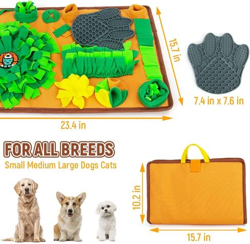 2-in-1 Suffle Mat & Licking Pad for Dogs Cat,Pet Snuffle Mat for Dogs Small Medium Large,Sniff Mat Nosework Feeding Mat,Dog Enrichment Toys,Interactive Lick Mat Puzzle Toys for Boredom and Stimulating in Kuwait
