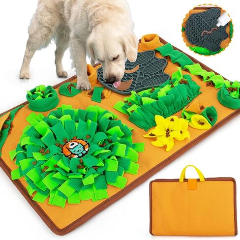 2-in-1 Suffle Mat & Licking Pad for Dogs Cat,Pet Snuffle Mat for Dogs Small Medium Large,Sniff Mat Nosework Feeding Mat,Dog Enrichment Toys,Interactive Lick Mat Puzzle Toys for Boredom and Stimulating in Kuwait